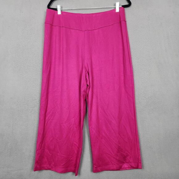 Bob Mackie Pants - Bob Mackie Pants Womens Large Pink Stretch Jersey Wide Leg Capri Pull On Casual